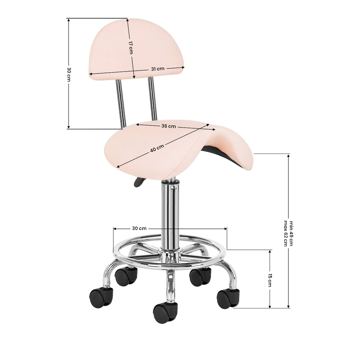 Professional master chair-saddle for beauticians 6001, pink 7