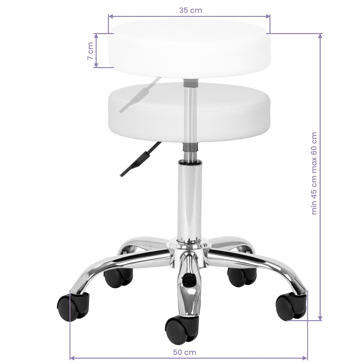 Professional master chair - saddle for beauticians AM-310 V, white 3 Professional master chair - saddle for beauticians AM-310 V, white 3