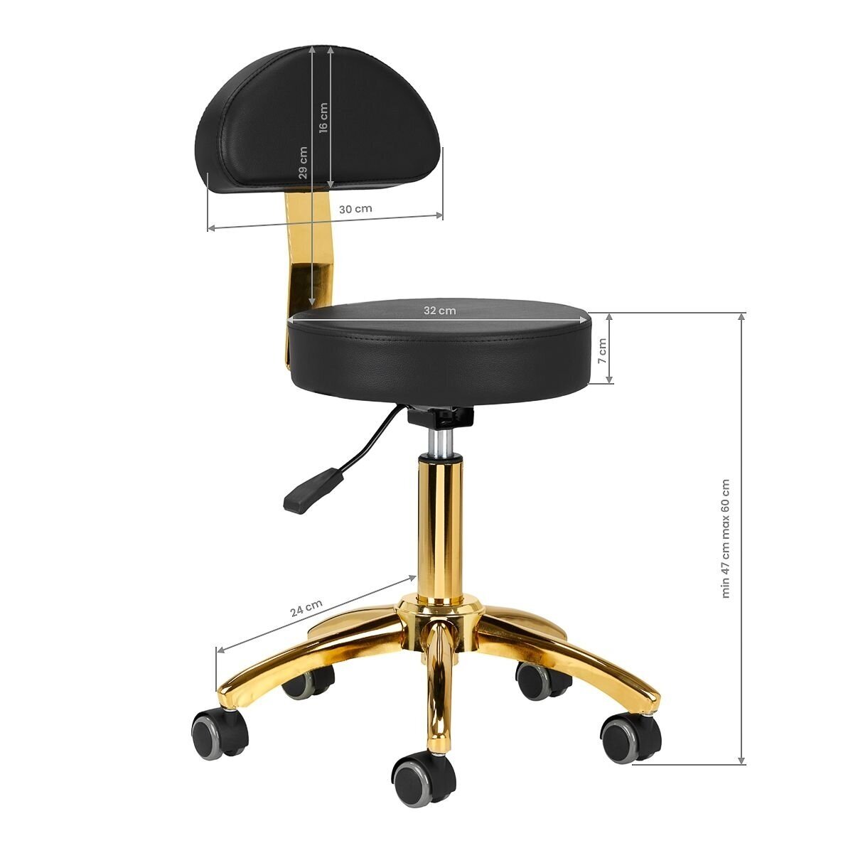 Profesionali meistro kėdė kosmetologams AM-304G, juoda su aukso spalvos detalėmis 6 Profesionali meistro kėdė kosmetologams AM-304G, juoda su aukso spalvos detalėmis 6
