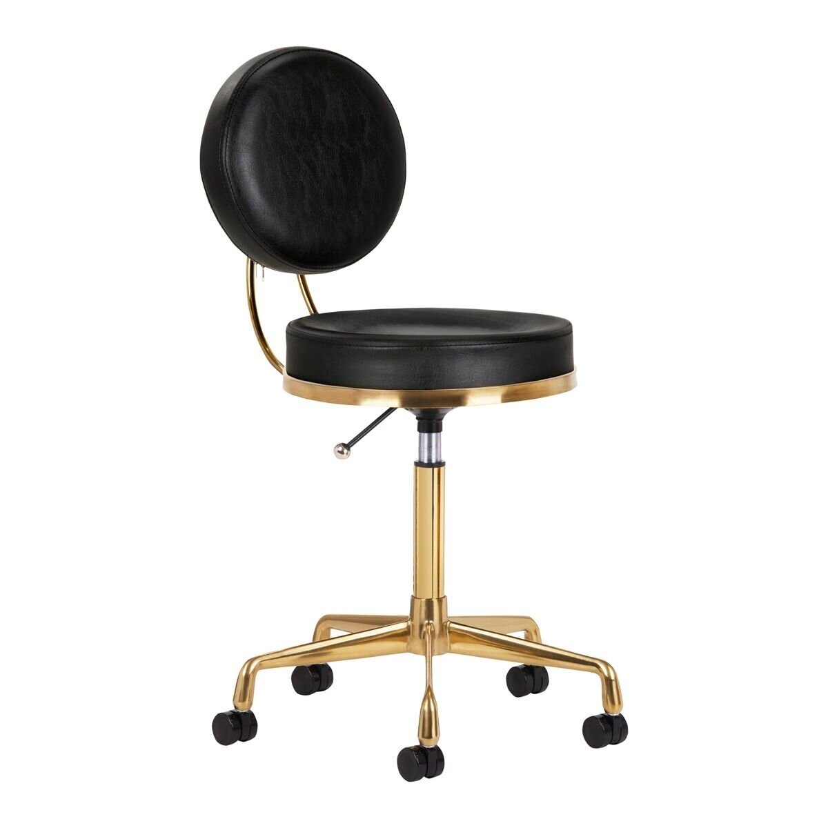 Professional master chair for beauticians and beauty salons H5, black seat with golden foot Professional master chair for beauticians and beauty salons H5, black seat with golden foot