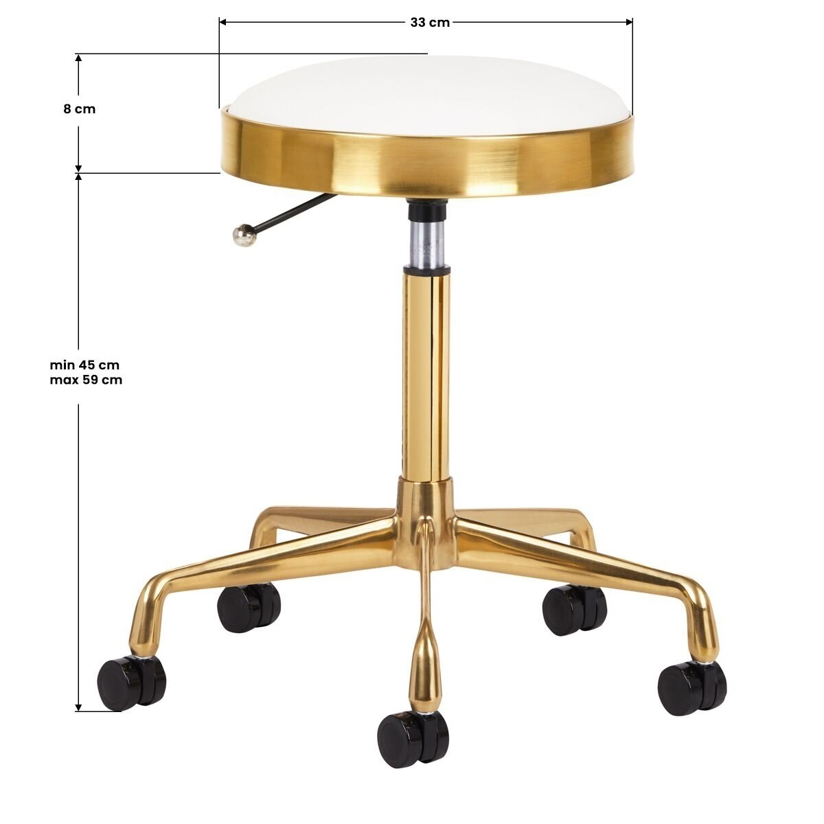 Professional masters chair for beauticians and beauty salons H7, white seat with golden foot 2 Professional masters chair for beauticians and beauty salons H7, white seat with golden foot 2