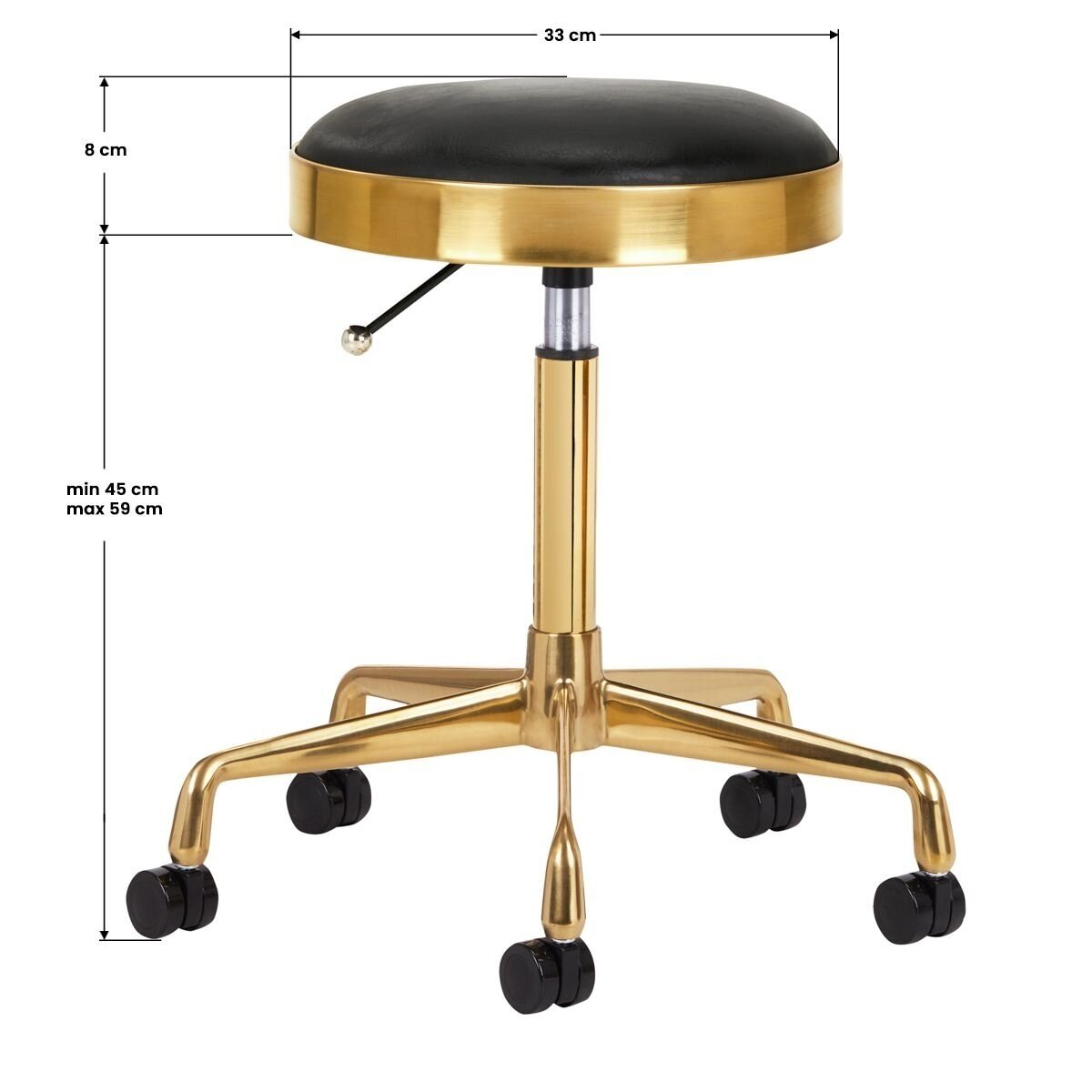 Professional master chair for beauticians and beauty salons H7, black seat with golden foot 2 Professional master chair for beauticians and beauty salons H7, black seat with golden foot 2