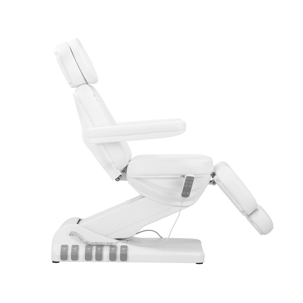 Profesionalus elektrinis gultas-lova kosmetologams SILLON LUXURY (3 varikliai + valdymas pedalais), baltos spalvos 3 Profesionalus elektrinis gultas-lova kosmetologams SILLON LUXURY (3 varikliai + valdymas pedalais), baltos spalvos 3