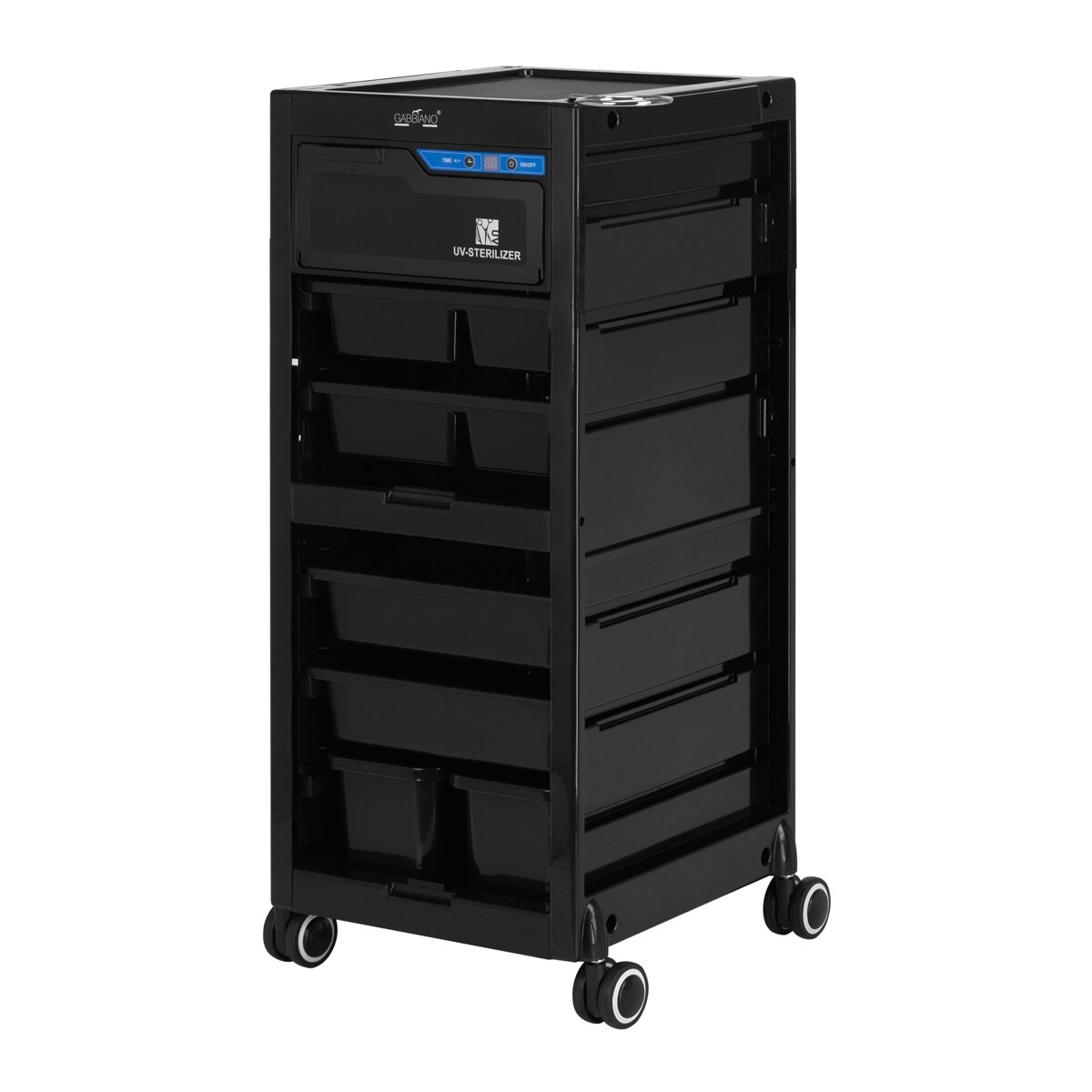 Professional barber trolley GABBIANO 68UV with sterilizer, black color 2 Professional barber trolley GABBIANO 68UV with sterilizer, black color 2