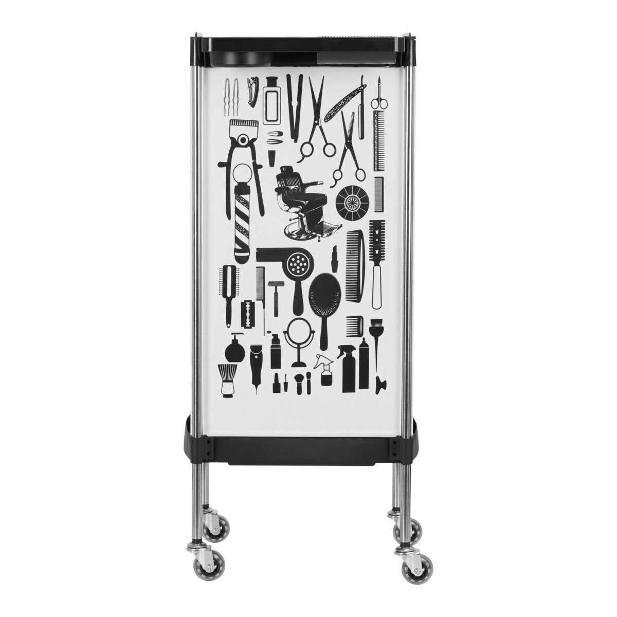 Professional hairdresser trolley GABBIANO X11-9 GRAPHICS, black and white colors 3 Professional hairdresser trolley GABBIANO X11-9 GRAPHICS, black and white colors 3
