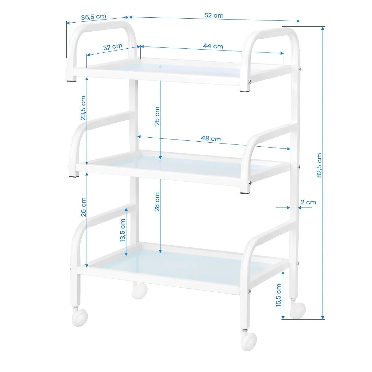 Professional cosmetology trolley BASIC 122, white color 5