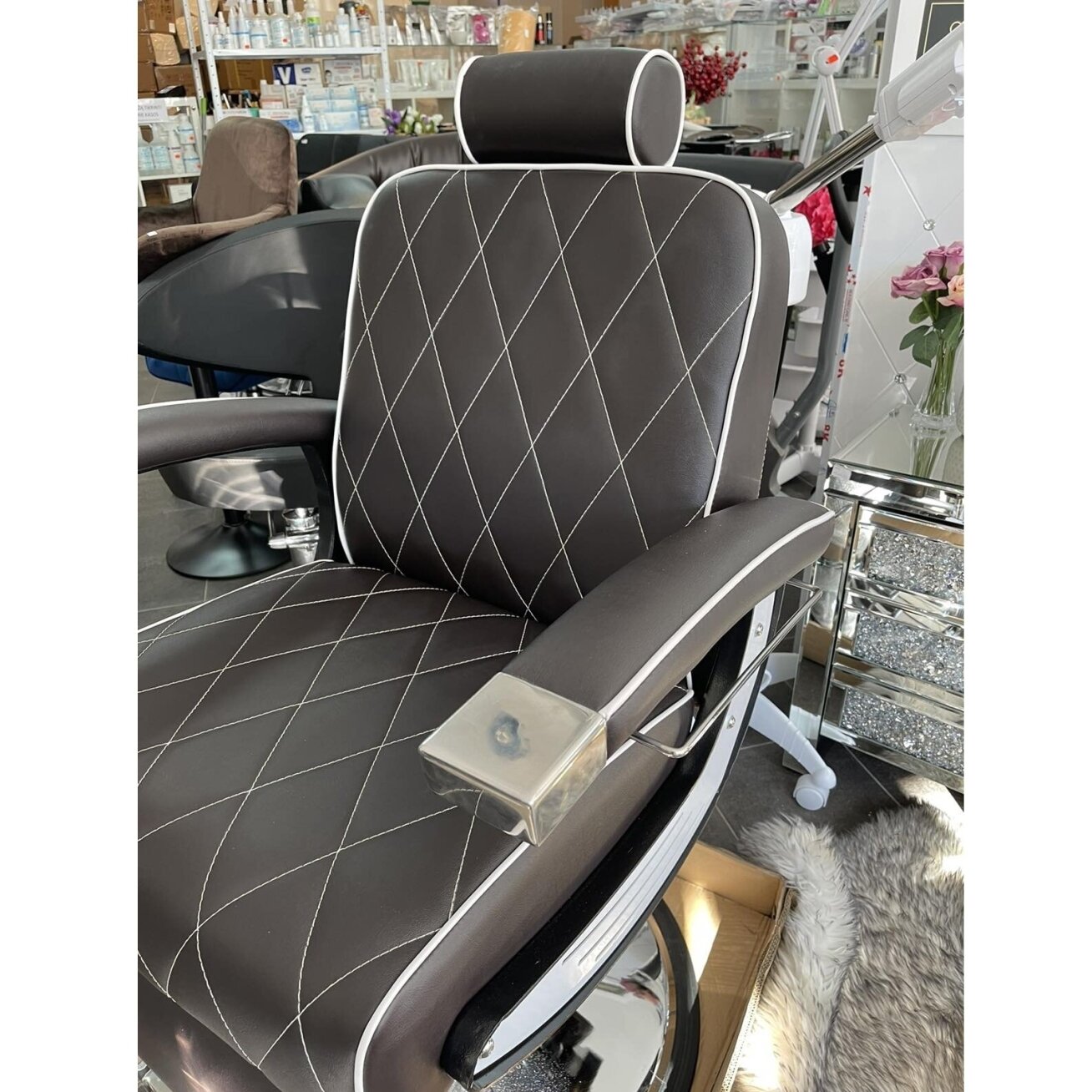 Profesionali barberio kėdė kirpykloms ir grožio salonams GABBIANO IMPERIAL, rudos spalvos 8