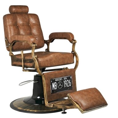 Profesionali barberio kėdė BOSS OLD LEATHER, šviesiai rudos spalvos Profesionali barberio kėdė BOSS OLD LEATHER, šviesiai rudos spalvos