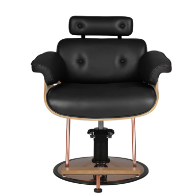Professional hairdresser's chair with footrest and wooden elements GABBIAN FLORENCE, black color Professional hairdresser's chair with footrest and wooden elements GABBIAN FLORENCE, black color