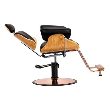 Professional hairdressing chair with footrest and wooden elements GABBIANO FLORENCE, black + ADJUSTABLE HEADBACK