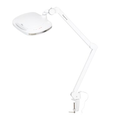 Profesionali kosmetologinė LED lempa - lupa ELEGANTE 6030, tvirtinama prie paviršių, baltos spalvos