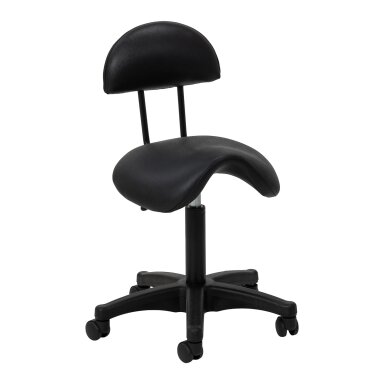 Professional master chair-saddle for beauticians 6001, black with black base