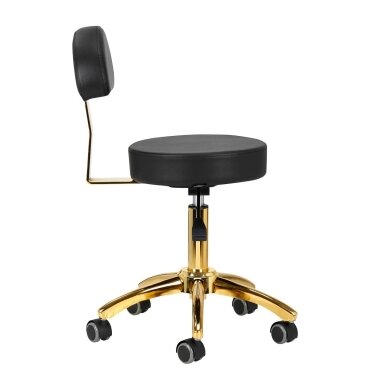 Profesionali meistro kėdė kosmetologams AM-304G, juoda su aukso spalvos detalėmis Profesionali meistro kėdė kosmetologams AM-304G, juoda su aukso spalvos detalėmis