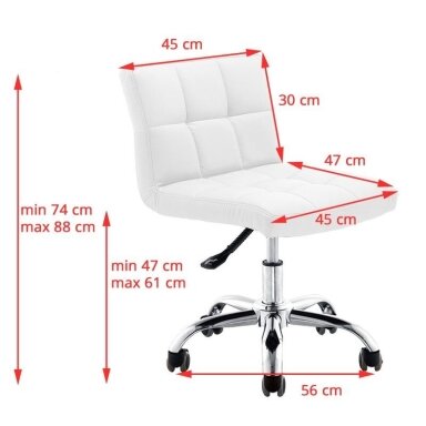 Professional master chair for beauticians with castors A-5299, white Professional master chair for beauticians with castors A-5299, white