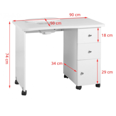 Professional manicure table with castors and dust extractor MOD011B Professional manicure table with castors and dust extractor MOD011B