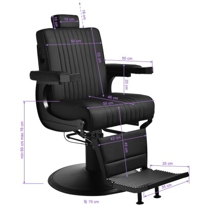 Professional barber chair for hairdressers and barbershops GABBIANO LEVI, black 13 Professional barber chair for hairdressers and barbershops GABBIANO LEVI, black 13