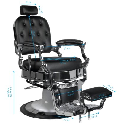 Profesionali barberio kėdė kirpykloms ir grožio salonams GABBIANO ERNESTO BLACK 7 Profesionali barberio kėdė kirpykloms ir grožio salonams GABBIANO ERNESTO BLACK 7