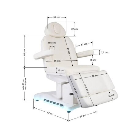 Professional electric cosmetology bed with heating function AZZURRO 708B EXCLUSIVE (4 motors) 10 Professional electric cosmetology bed with heating function AZZURRO 708B EXCLUSIVE (4 motors) 10