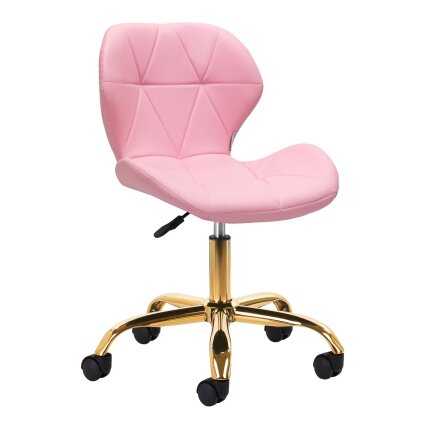 Professional beauty salon chair with wheels QS-06G, pink color Professional beauty salon chair with wheels QS-06G, pink color