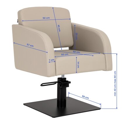 Profesionali kirpyklos kėdė GABBIANO ELDA, pilkai-smėlio spalvos 8
