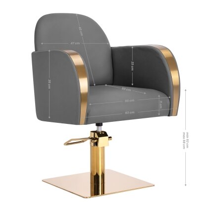 Professional hairdressing chair GABBIANO MALAGA, gray with gold details 7 Professional hairdressing chair GABBIANO MALAGA, gray with gold details 7