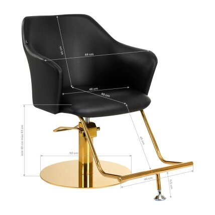 Professional hairdressing chair GABBIANO MARBELLA, black and gold color 7