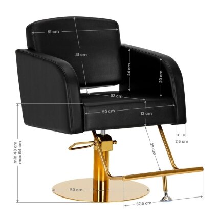 Professional hairdressing chair GABBIANO TURIN, black with gold details 7 Professional hairdressing chair GABBIANO TURIN, black with gold details 7