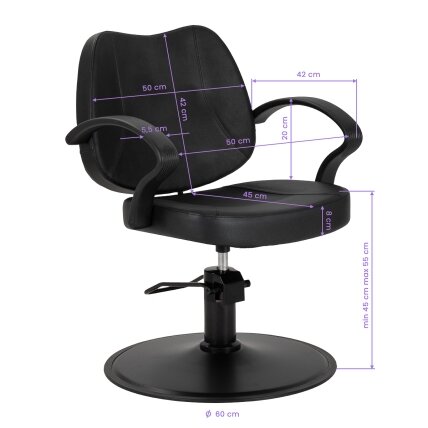 Profesionali kirpyklos kėdė HAIR SYSTEM A055B, juodos spalvos 9