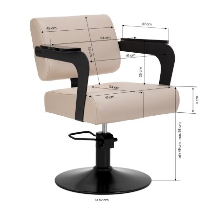 Profesionali kirpyklos kėdė HAIR SYSTEM, smėlio spalvos 8