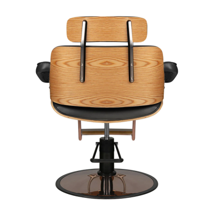 Professional hairdresser's chair with footrest and wooden elements GABBIAN FLORENCE, black color 2