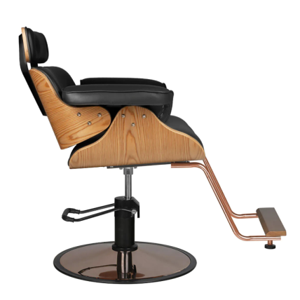 Professional hairdresser's chair with footrest and wooden elements GABBIAN FLORENCE, black color 3