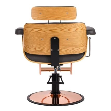 Professional hairdressing chair with footrest and wooden elements GABBIANO FLORENCE, black + ADJUSTABLE HEADBACK 3