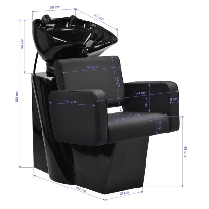 Professional hairdressing sink GABBIANO BILBAO, black 9