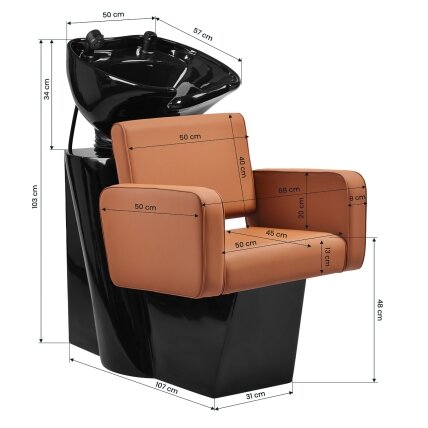 Professional barber sink GABBIANO BILBAO, brown 9