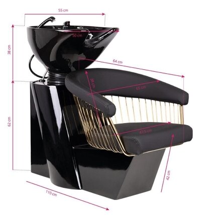 Professional hairdresser sink GABBIANO LILLE, black with gold details 4
