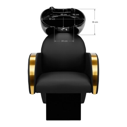 Professional hairdressing sink GABBIANO MALAGA, black with golden armrests 9 Professional hairdressing sink GABBIANO MALAGA, black with golden armrests 9