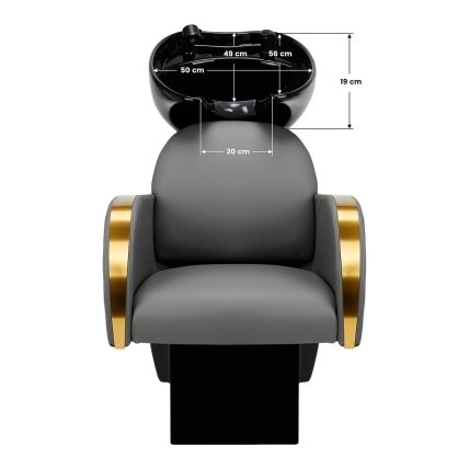 Professional hairdressing sink GABBIANO MALAGA, gray with golden armrests 8 Professional hairdressing sink GABBIANO MALAGA, gray with golden armrests 8