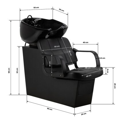 Professional hairdressing sink HAIR SYSTEM KOMODO, black 11 Professional hairdressing sink HAIR SYSTEM KOMODO, black 11