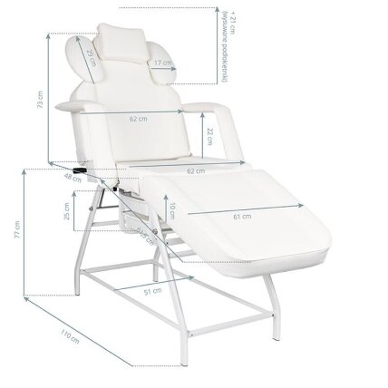 Professional cosmetology couch - bed white IVETTE 10 Professional cosmetology couch - bed white IVETTE 10