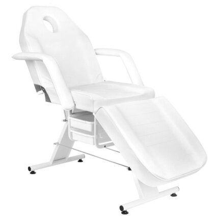BASIC 202 Manual Beauty Bed with 2 Storage Trays, White 1