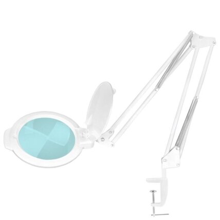 Profesionali kosmetologinė LED lempa lupa MOONLIGHT 8013/6", tvirtinama prie paviršių, baltos spalvos