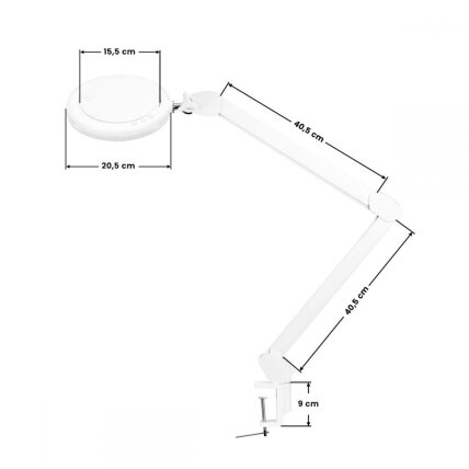 Profesionali kosmetologinė lempa-lupa tvirtinama prie stalo su šviesios reguliavimu LED GLOW 8021 9 Profesionali kosmetologinė lempa-lupa tvirtinama prie stalo su šviesios reguliavimu LED GLOW 8021 9