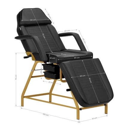 Professional cosmetology bed-chair for beauty procedures 557G, black and gold color 18 Professional cosmetology bed-chair for beauty procedures 557G, black and gold color 18