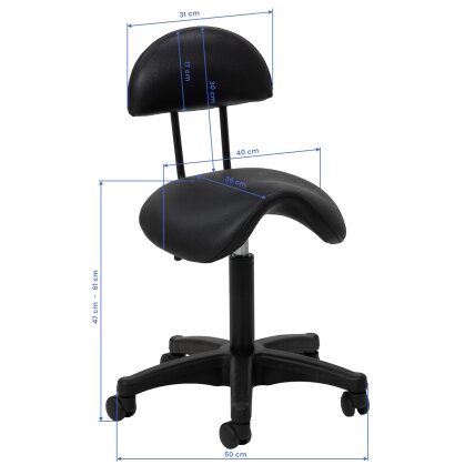 Professional master chair-saddle for beauticians 6001, black with black base 7 Professional master chair-saddle for beauticians 6001, black with black base 7