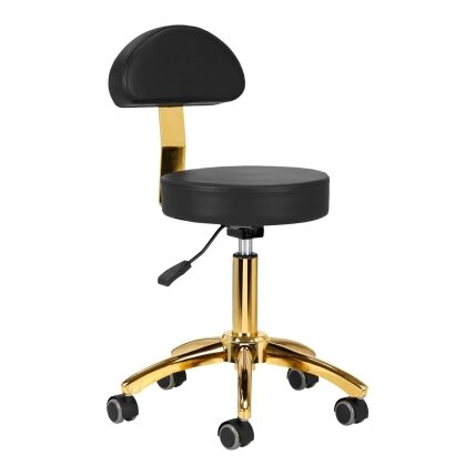 Profesionali meistro kėdė kosmetologams AM-304G, juoda su aukso spalvos detalėmis Profesionali meistro kėdė kosmetologams AM-304G, juoda su aukso spalvos detalėmis