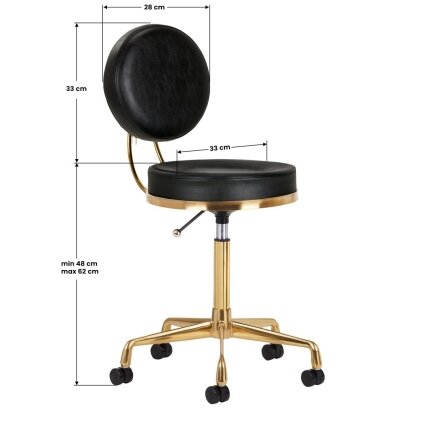 Professional master chair for beauticians and beauty salons H5, black seat with golden foot 5 Professional master chair for beauticians and beauty salons H5, black seat with golden foot 5