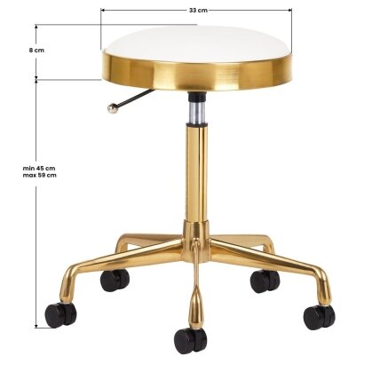 Professional masters chair for beauticians and beauty salons H7, white seat with golden foot 2 Professional masters chair for beauticians and beauty salons H7, white seat with golden foot 2