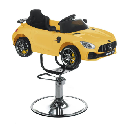Professional children's chair for hairdressers Mercedes car, yellow