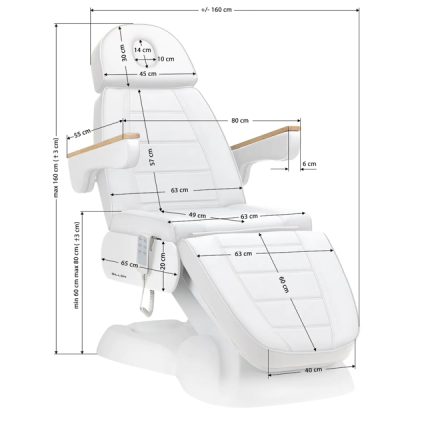 Profesionalus elektrinis gultas-lova kosmetologams SILLON LUX 273B, 3 variklių, baltos spalvos 15