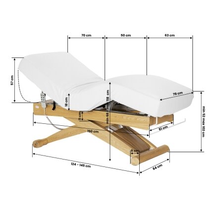 Profesionalus elektrinis masažo ir SPA gultas SILLON SIESTA, baltos spalvos 18